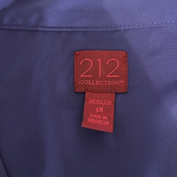 212 Collection Women’s Size 1X Purple Sheer Button Down Shirt - Picture 3 of 6